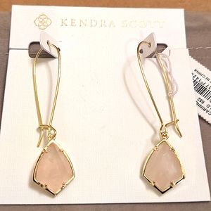 NEW Kendra Scott Carrine Drop Earrings in Rose Quartz